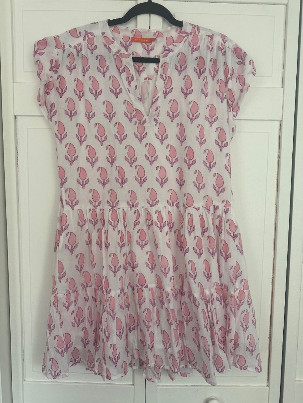 Oliphant Cotton Roll Sleeve Mini Dress, Size Large